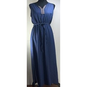 Naif Dress Womens Blue Chambray Sleeveless Petite (PL)‎